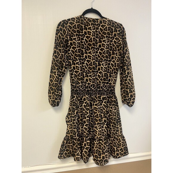 MICHAEL Michael Kors Womens Julia Animal Print Tiered Dress Dark Leopard Small - Picture 5 of 8